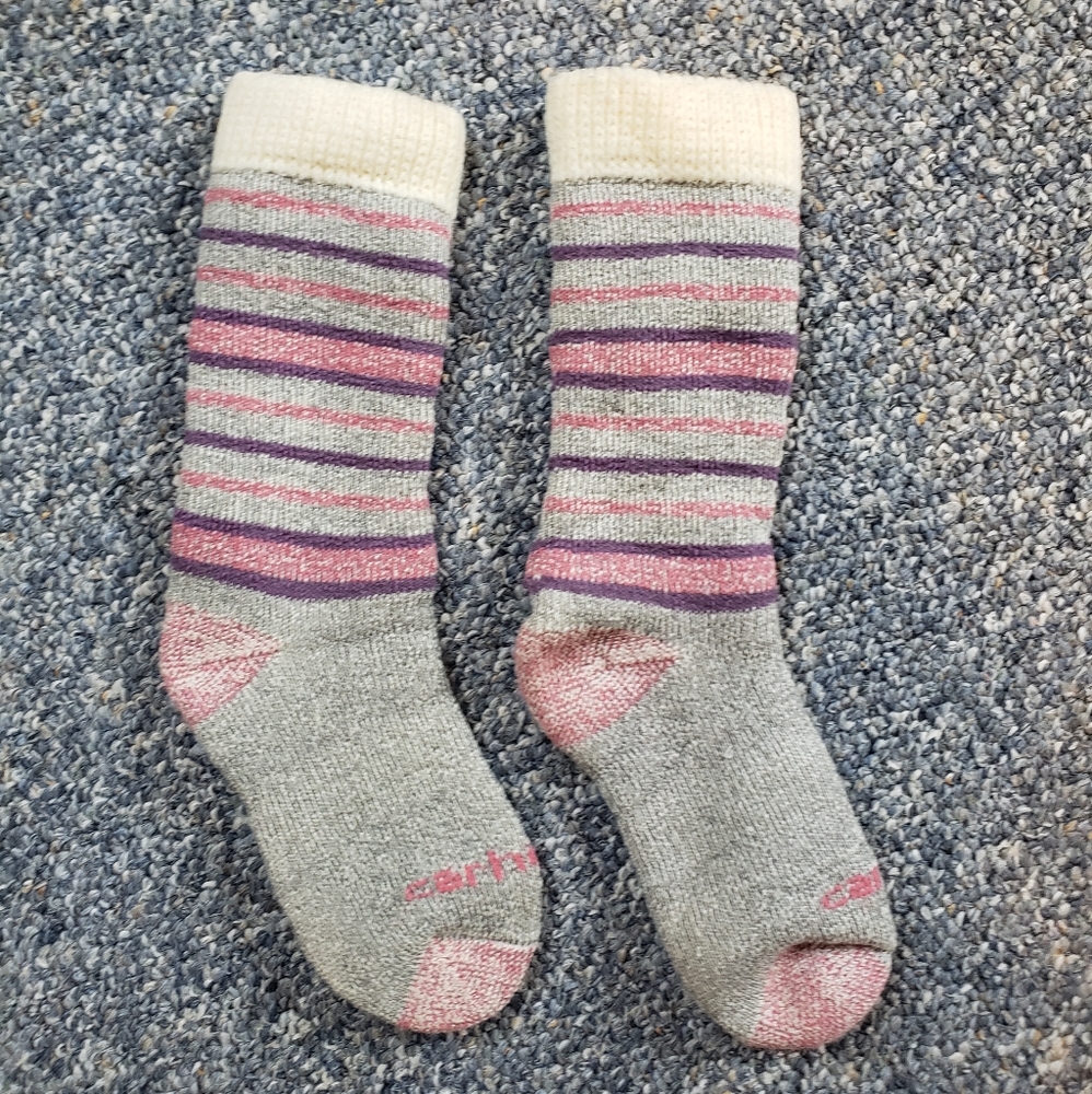 Never worn Carhart socks pink, purple, & gray
